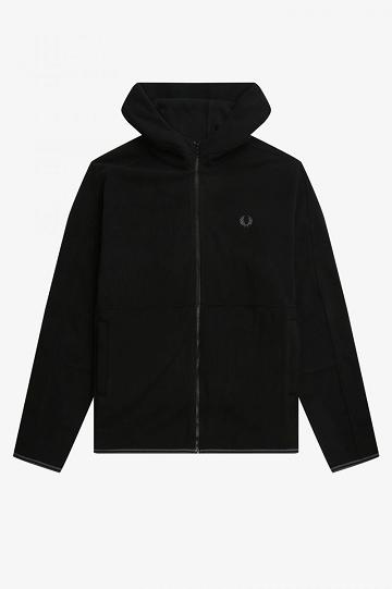 Geaca Barbati Fred Perry Polar Fleece Cu Glugă Track Negrii | RO 1233TCEV